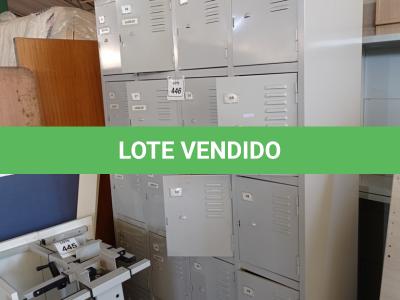 LOTE 446 - 01 ARMÁRIO EM AÇO ROUPEIRO COM 20 PORTAS. (NO ESTADO) ATENÇÃO! FAZER A VISITAÇÃO ANTES DE ARREMATAR, NÃO SABEMOS SE FUNCIONA. LEILÃO NÃO TEM GARANTIA E NEM DEVOLUÇÃO, SUJEITO A POSSÍVEIS AVARIAS VISÍVEIS/OCULTAS E/OU AUSÊNCIA DE COMPONENTES.