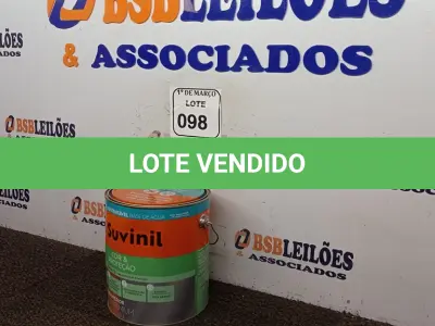LOTE 098 - 01 LATA DE TINTA ESMALTE PARA MADEIRAS E METAIS NA COR BRILHANTE VERMELHO DE 3,6L MARCA SUVINIL. (NOVO) (NO ESTADO) ATENÇÃO! FAZER A VISITAÇÃO ANTES DE ARREMATAR, NÃO SABEMOS SE FUNCIONA. LEILÃO NÃO TEM GARANTIA E NEM DEVOLUÇÃO, SUJEITO A POSSÍVEIS AVARIAS VISÍVEIS/OCULTAS E/OU AUSÊNCIA DE COMPONENTES.