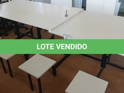 LOTE 448 - 01 MESA EM FERRO E MADEIRA PARA REFEITÓRIO 10 LUGARES. (NO ESTADO) ATENÇÃO! FAZER A VISITAÇÃO ANTES DE ARREMATAR, NÃO SABEMOS SE FUNCIONA. LEILÃO NÃO TEM GARANTIA E NEM DEVOLUÇÃO, SUJEITO A POSSÍVEIS AVARIAS VISÍVEIS/OCULTAS E/OU AUSÊNCIA DE COMPONENTES.