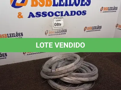 LOTE 089 - 01 LOTE COM 09 ROLOS DE ARAME GALVANIZADO. (NO ESTADO) ATENÇÃO! FAZER A VISITAÇÃO ANTES DE ARREMATAR, NÃO SABEMOS SE FUNCIONA. LEILÃO NÃO TEM GARANTIA E NEM DEVOLUÇÃO, SUJEITO A POSSÍVEIS AVARIAS VISÍVEIS/OCULTAS E/OU AUSÊNCIA DE COMPONENTES.