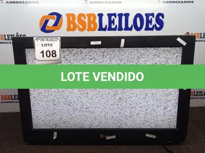 LOTE 108 - 01 TV 26” MARCA LG. (NO ESTADO) ATENÇÃO! FAZER A VISITAÇÃO ANTES DE ARREMATAR, NÃO SABEMOS SE FUNCIONA. LEILÃO NÃO TEM GARANTIA E NEM DEVOLUÇÃO, SUJEITO A POSSÍVEIS AVARIAS VISÍVEIS/OCULTAS E/OU AUSÊNCIA DE COMPONENTES.