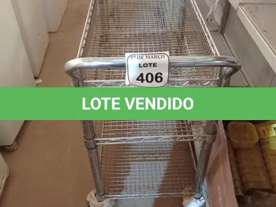LOTE 406 - 01 CARRINHO PARA SERVIÇO CROMADO. (NO ESTADO) ATENÇÃO! FAZER A VISITAÇÃO ANTES DE ARREMATAR, NÃO SABEMOS SE FUNCIONA. LEILÃO NÃO TEM GARANTIA E NEM DEVOLUÇÃO, SUJEITO A POSSÍVEIS AVARIAS VISÍVEIS/OCULTAS E/OU AUSÊNCIA DE COMPONENTES.