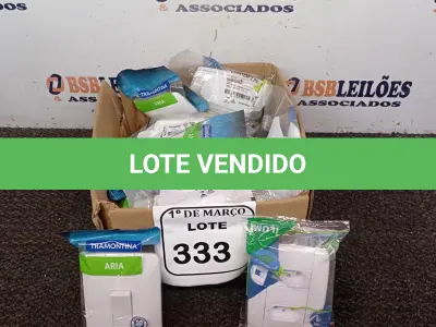 LOTE 333 - 01 LOTE COM INTERRUPTORES E TOMADAS PARA PAREDE. (NOVO). (NO ESTADO) ATENÇÃO! FAZER A VISITAÇÃO ANTES DE ARREMATAR, NÃO SABEMOS SE FUNCIONA. LEILÃO NÃO TEM GARANTIA E NEM DEVOLUÇÃO, SUJEITO A POSSÍVEIS AVARIAS VISÍVEIS/OCULTAS E/OU AUSÊNCIA DE COMPONENTES.