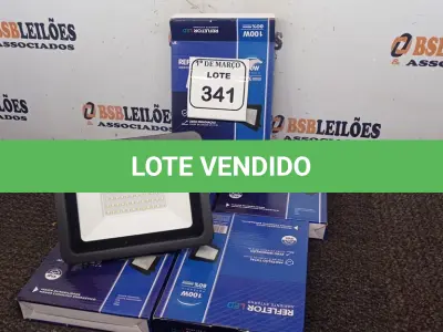 LOTE 341 - 05 REFLETORES DE LED 100W.(NOVO) (NO ESTADO) ATENÇÃO! FAZER A VISITAÇÃO ANTES DE ARREMATAR, NÃO SABEMOS SE FUNCIONA. LEILÃO NÃO TEM GARANTIA E NEM DEVOLUÇÃO, SUJEITO A POSSÍVEIS AVARIAS VISÍVEIS/OCULTAS E/OU AUSÊNCIA DE COMPONENTES.