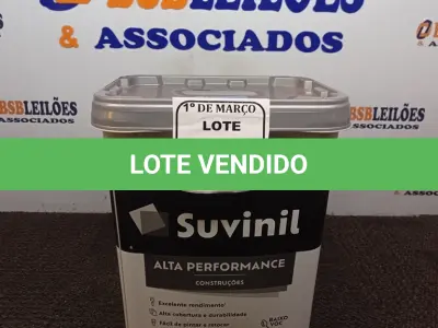 LOTE 313 - 01 GALÃO DE TINTA SUVINIL DE 18L PARA INTERIORES ACABAMENTO FOSCO BRANCO. (NOVO) (NO ESTADO) ATENÇÃO! FAZER A VISITAÇÃO ANTES DE ARREMATAR, NÃO SABEMOS SE FUNCIONA. LEILÃO NÃO TEM GARANTIA E NEM DEVOLUÇÃO, SUJEITO A POSSÍVEIS AVARIAS VISÍVEIS/OCULTAS E/OU AUSÊNCIA DE COMPONENTES.