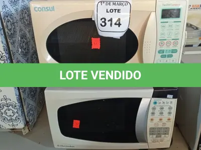 LOTE 314 - 02 MICRO-ONDAS CONSUL E ELECTROLUX COM PRATO. (NO ESTADO) ATENÇÃO! FAZER A VISITAÇÃO ANTES DE ARREMATAR, NÃO SABEMOS SE FUNCIONA. LEILÃO NÃO TEM GARANTIA E NEM DEVOLUÇÃO, SUJEITO A POSSÍVEIS AVARIAS VISÍVEIS/OCULTAS E/OU AUSÊNCIA DE COMPONENTES.