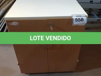 LOTE 558 - 01 ARMÁRIO BAIXO DE 02 PORTAS MADEIRA CLARA. (NO ESTADO EM QUE SE ENCONTRA. SUJEITO A AVARIAS OCULTAS/VISÍVEIS.)