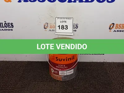 LOTE 183 - 01 LATA DE TINTA ESMALTE PARA MADEIRAS E METAIS INTERIOR\EXTERIOR 3,6L BRIL COLORADO MARCA SUVINIL. (NOVO) (NO ESTADO) ATENÇÃO! FAZER A VISITAÇÃO ANTES DE ARREMATAR, NÃO SABEMOS SE FUNCIONA. LEILÃO NÃO TEM GARANTIA E NEM DEVOLUÇÃO, SUJEITO A POSSÍVEIS AVARIAS VISÍVEIS/OCULTAS E/OU AUSÊNCIA DE COMPONENTES.