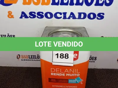 LOTE 188 - 01 LATA DE TINTA IQUINE DELANIL EXTERIOR E INTERIOR BASE P FOSCO 18 L. (NO ESTADO) ATENÇÃO! FAZER A VISITAÇÃO ANTES DE ARREMATAR, NÃO SABEMOS SE FUNCIONA. LEILÃO NÃO TEM GARANTIA E NEM DEVOLUÇÃO, SUJEITO A POSSÍVEIS AVARIAS VISÍVEIS/OCULTAS E/OU AUSÊNCIA DE COMPONENTES.