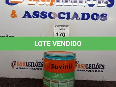 LOTE 170 - 01 LATA DE TINTA SUVINIL ESMALTE PREMIUM INTERIOR/EXTERIOR 3,6L NA COR VERMELHO BRILHANTE. (NO ESTADO) ATENÇÃO! FAZER A VISITAÇÃO ANTES DE ARREMATAR, NÃO SABEMOS SE FUNCIONA. LEILÃO NÃO TEM GARANTIA E NEM DEVOLUÇÃO, SUJEITO A POSSÍVEIS AVARIAS VISÍVEIS/OCULTAS E/OU AUSÊNCIA DE COMPONENTES.