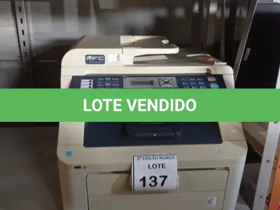LOTE 137 - 01 IMPRESSORA MULTIFUNCIONAL MODELO MFC-9320 CW MARCA BROTHER. (NO ESTADO) ATENÇÃO! FAZER A VISITAÇÃO ANTES DE ARREMATAR, NÃO SABEMOS SE FUNCIONA. LEILÃO NÃO TEM GARANTIA E NEM DEVOLUÇÃO, SUJEITO A POSSÍVEIS AVARIAS VISÍVEIS/OCULTAS E/OU AUSÊNCIA DE COMPONENTES.