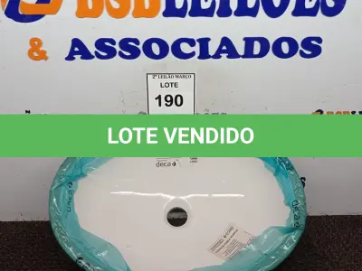 LOTE 190 - 01 CUBA DE EMBUTIR OVAL MARCA DECA. (NOVO) (NO ESTADO) ATENÇÃO! FAZER A VISITAÇÃO ANTES DE ARREMATAR, NÃO SABEMOS SE FUNCIONA. LEILÃO NÃO TEM GARANTIA E NEM DEVOLUÇÃO, SUJEITO A POSSÍVEIS AVARIAS VISÍVEIS/OCULTAS E/OU AUSÊNCIA DE COMPONENTES.