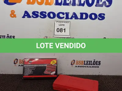 LOTE 081 - 01 CONJUNTO DE 46 PEÇAS DE MANGAS DE FERRAMENTAS. (NO ESTADO) ATENÇÃO! FAZER A VISITAÇÃO ANTES DE ARREMATAR, NÃO SABEMOS SE FUNCIONA. LEILÃO NÃO TEM GARANTIA E NEM DEVOLUÇÃO, SUJEITO A POSSÍVEIS AVARIAS VISÍVEIS/OCULTAS E/OU AUSÊNCIA DE COMPONENTES.