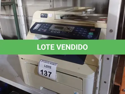 LOTE 137 - 01 IMPRESSORA MULTIFUNCIONAL MODELO MFC-9320 CW MARCA BROTHER. (NO ESTADO) ATENÇÃO! FAZER A VISITAÇÃO ANTES DE ARREMATAR, NÃO SABEMOS SE FUNCIONA. LEILÃO NÃO TEM GARANTIA E NEM DEVOLUÇÃO, SUJEITO A POSSÍVEIS AVARIAS VISÍVEIS/OCULTAS E/OU AUSÊNCIA DE COMPONENTES.