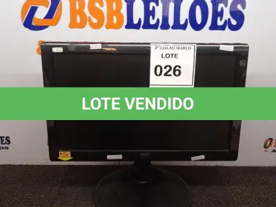 LOTE 026 - 01 MONITOR AOC. (NO ESTADO) ATENÇÃO! FAZER A VISITAÇÃO ANTES DE ARREMATAR, NÃO SABEMOS SE FUNCIONA. LEILÃO NÃO TEM GARANTIA E NEM DEVOLUÇÃO, SUJEITO A POSSÍVEIS AVARIAS VISÍVEIS/OCULTAS E/OU AUSÊNCIA DE COMPONENTES.