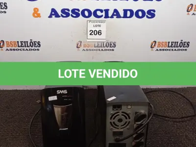 LOTE 206 - 02 NOBREAKS SMS. (NO ESTADO) ATENÇÃO! FAZER A VISITAÇÃO ANTES DE ARREMATAR, NÃO SABEMOS SE FUNCIONA. LEILÃO NÃO TEM GARANTIA E NEM DEVOLUÇÃO, SUJEITO A POSSÍVEIS AVARIAS VISÍVEIS/OCULTAS E/OU AUSÊNCIA DE COMPONENTES.