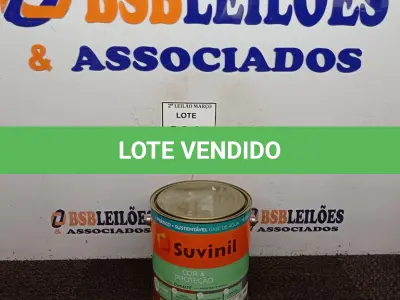 LOTE 231 - 02 LATAS DE TINTA ESMALTE PARA MADEIRA E METAIS SUVINIL BRILHANTE PLATINA 3,6L. (NO ESTADO) ATENÇÃO! FAZER A VISITAÇÃO ANTES DE ARREMATAR, NÃO SABEMOS SE FUNCIONA. LEILÃO NÃO TEM GARANTIA E NEM DEVOLUÇÃO, SUJEITO A POSSÍVEIS AVARIAS VISÍVEIS/OCULTAS E/OU AUSÊNCIA DE COMPONENTES.