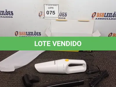 LOTE 075 - 01 ASPIRADOR DE PÓ PORTÁTIL BOMVINK. (NO ESTADO) ATENÇÃO! FAZER A VISITAÇÃO ANTES DE ARREMATAR, NÃO SABEMOS SE FUNCIONA. LEILÃO NÃO TEM GARANTIA E NEM DEVOLUÇÃO, SUJEITO A POSSÍVEIS AVARIAS VISÍVEIS/OCULTAS E/OU AUSÊNCIA DE COMPONENTES.