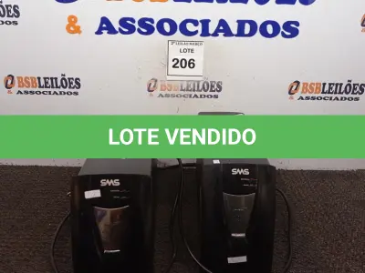 LOTE 206 - 02 NOBREAKS SMS. (NO ESTADO) ATENÇÃO! FAZER A VISITAÇÃO ANTES DE ARREMATAR, NÃO SABEMOS SE FUNCIONA. LEILÃO NÃO TEM GARANTIA E NEM DEVOLUÇÃO, SUJEITO A POSSÍVEIS AVARIAS VISÍVEIS/OCULTAS E/OU AUSÊNCIA DE COMPONENTES.