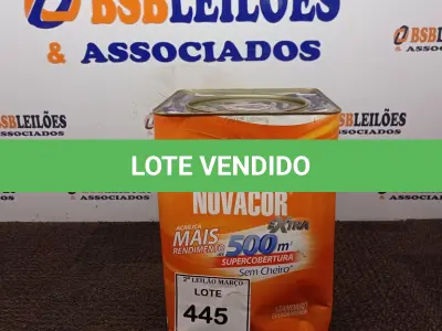 LOTE 445 - 01 LATA DE TINTA NOVACOR EXTRA. (NO ESTADO) ATENÇÃO! FAZER A VISITAÇÃO ANTES DE ARREMATAR, NÃO SABEMOS SE FUNCIONA. LEILÃO NÃO TEM GARANTIA E NEM DEVOLUÇÃO, SUJEITO A POSSÍVEIS AVARIAS VISÍVEIS/OCULTAS E/OU AUSÊNCIA DE COMPONENTES.