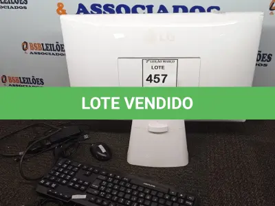 LOTE 457 - 01 ALL IN ONE LG BRANCO C/TECLADO, MOUSE E FONTE. (NO ESTADO) ATENÇÃO! FAZER A VISITAÇÃO ANTES DE ARREMATAR, NÃO SABEMOS SE FUNCIONA. LEILÃO NÃO TEM GARANTIA E NEM DEVOLUÇÃO, SUJEITO A POSSÍVEIS AVARIAS VISÍVEIS/OCULTAS E/OU AUSÊNCIA DE COMPONENTES.