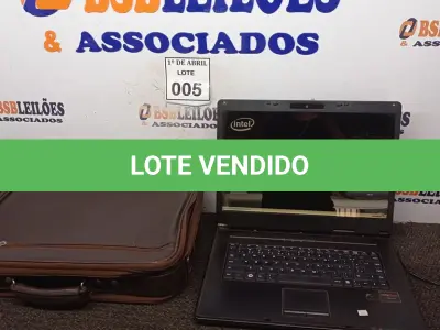 LOTE 005 - 01 NOTEBOOK ITAUTEC COM MALETA. (NO ESTADO) ATENÇÃO! FAZER A VISITAÇÃO ANTES DE ARREMATAR, NÃO SABEMOS SE FUNCIONA. LEILÃO NÃO TEM GARANTIA E NEM DEVOLUÇÃO, SUJEITO A POSSÍVEIS AVARIAS VISÍVEIS/OCULTAS E/OU AUSÊNCIA DE COMPONENTES.