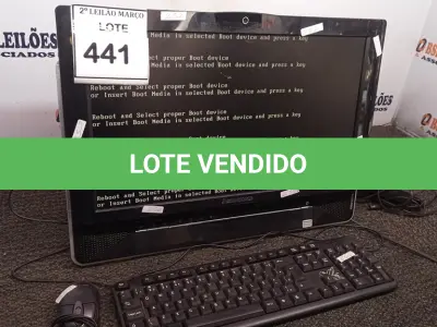 LOTE 441 - 01 ALL IN ONE LENOVO PRETO C/TECLADO, MOUSE E FONTE. (NO ESTADO) ATENÇÃO! FAZER A VISITAÇÃO ANTES DE ARREMATAR, NÃO SABEMOS SE FUNCIONA. LEILÃO NÃO TEM GARANTIA E NEM DEVOLUÇÃO, SUJEITO A POSSÍVEIS AVARIAS VISÍVEIS/OCULTAS E/OU AUSÊNCIA DE COMPONENTES.