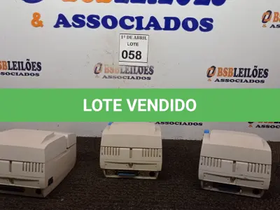 LOTE 058 - 03 IMPRESSORAS TÉRMICAS DIEBOLD. (NO ESTADO) ATENÇÃO! FAZER A VISITAÇÃO ANTES DE ARREMATAR, NÃO SABEMOS SE FUNCIONA. LEILÃO NÃO TEM GARANTIA E NEM DEVOLUÇÃO, SUJEITO A POSSÍVEIS AVARIAS VISÍVEIS/OCULTAS E/OU AUSÊNCIA DE COMPONENTES.