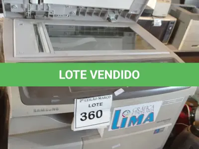 LOTE 360 - 01 IMPRESSORA SAMSUNG MULTIXPRESS. (NO ESTADO) ATENÇÃO! FAZER A VISITAÇÃO ANTES DE ARREMATAR, NÃO SABEMOS SE FUNCIONA. LEILÃO NÃO TEM GARANTIA E NEM DEVOLUÇÃO, SUJEITO A POSSÍVEIS AVARIAS VISÍVEIS/OCULTAS E/OU AUSÊNCIA DE COMPONENTES.