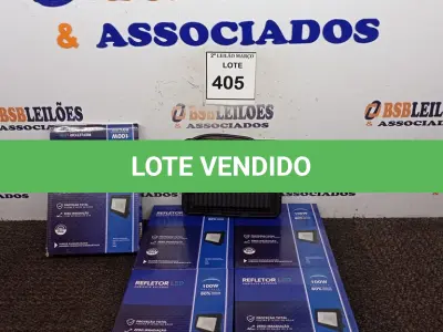 LOTE 405 - 05 REFLETORES DE LED AMBIENTE EXTERNO 100W CADA. (NOVO). (NO ESTADO) ATENÇÃO! FAZER A VISITAÇÃO ANTES DE ARREMATAR, NÃO SABEMOS SE FUNCIONA. LEILÃO NÃO TEM GARANTIA E NEM DEVOLUÇÃO, SUJEITO A POSSÍVEIS AVARIAS VISÍVEIS/OCULTAS E/OU AUSÊNCIA DE COMPONENTES.