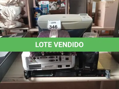 LOTE 346 - 01 LOTE COM IMPRESSORA, TECLADO, NOBREAK, MÓDULO AUTOMOTIVO, PROJETOR E SERVIDOR. (NO ESTADO) ATENÇÃO! FAZER A VISITAÇÃO ANTES DE ARREMATAR, NÃO SABEMOS SE FUNCIONA. LEILÃO NÃO TEM GARANTIA E NEM DEVOLUÇÃO, SUJEITO A POSSÍVEIS AVARIAS VISÍVEIS/OCULTAS E/OU AUSÊNCIA DE COMPONENTES.