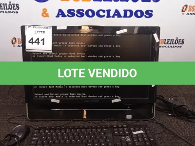 LOTE 441 - 01 ALL IN ONE LENOVO PRETO C/TECLADO, MOUSE E FONTE. (NO ESTADO) ATENÇÃO! FAZER A VISITAÇÃO ANTES DE ARREMATAR, NÃO SABEMOS SE FUNCIONA. LEILÃO NÃO TEM GARANTIA E NEM DEVOLUÇÃO, SUJEITO A POSSÍVEIS AVARIAS VISÍVEIS/OCULTAS E/OU AUSÊNCIA DE COMPONENTES.