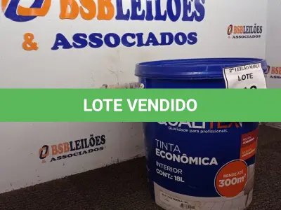 LOTE 312 - 01 BALDE DE TINTA 18L QUALITEX NA COR PÉROLA. (NO ESTADO) ATENÇÃO! FAZER A VISITAÇÃO ANTES DE ARREMATAR, NÃO SABEMOS SE FUNCIONA. LEILÃO NÃO TEM GARANTIA E NEM DEVOLUÇÃO, SUJEITO A POSSÍVEIS AVARIAS VISÍVEIS/OCULTAS E/OU AUSÊNCIA DE COMPONENTES.
