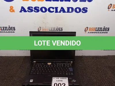 LOTE 002 - 01 NOTEBOOK MARCA IBM. (NO ESTADO) ATENÇÃO! FAZER A VISITAÇÃO ANTES DE ARREMATAR, NÃO SABEMOS SE FUNCIONA. LEILÃO NÃO TEM GARANTIA E NEM DEVOLUÇÃO, SUJEITO A POSSÍVEIS AVARIAS VISÍVEIS/OCULTAS E/OU AUSÊNCIA DE COMPONENTES.