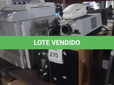 LOTE 270 - 01 LOTE COM NOBREAK, TELEFONE FIXO, RETROPROJETOR ANTIGO E CAIXAS DE SOM. (NO ESTADO) ATENÇÃO! FAZER A VISITAÇÃO ANTES DE ARREMATAR, NÃO SABEMOS SE FUNCIONA. LEILÃO NÃO TEM GARANTIA E NEM DEVOLUÇÃO, SUJEITO A POSSÍVEIS AVARIAS VISÍVEIS/OCULTAS E/OU AUSÊNCIA DE COMPONENTES.