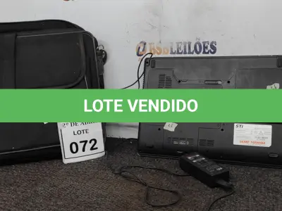LOTE 072 - 01 NOTEBOOK SEMP TOSHIBA DUAL CORE HD 500GB E 2GB DE MEMÓRIA RAM COM FONTE E MALETA.    COM MALETA (NO ESTADO) ATENÇÃO! FAZER A VISITAÇÃO ANTES DE ARREMATAR, NÃO SABEMOS SE FUNCIONA. LEILÃO NÃO TEM GARANTIA E NEM DEVOLUÇÃO, SUJEITO A POSSÍVEIS AVARIAS VISÍVEIS/OCULTAS E/OU AUSÊNCIA DE COMPONENTES.