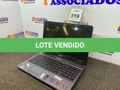 LOTE 319 - 01 NOTEBOOK ACER PARA RETIRADA DE PEÇAS. (NO ESTADO) ATENÇÃO! FAZER A VISITAÇÃO ANTES DE ARREMATAR, NÃO SABEMOS SE FUNCIONA. LEILÃO NÃO TEM GARANTIA E NEM DEVOLUÇÃO, SUJEITO A POSSÍVEIS AVARIAS VISÍVEIS/OCULTAS E/OU AUSÊNCIA DE COMPONENTES.