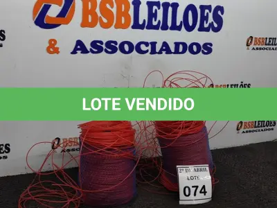 LOTE 074 - 02 ROLOS DE FIO DE NYLON PARA ROÇADEIRA. (NO ESTADO) ATENÇÃO! FAZER A VISITAÇÃO ANTES DE ARREMATAR, NÃO SABEMOS SE FUNCIONA. LEILÃO NÃO TEM GARANTIA E NEM DEVOLUÇÃO, SUJEITO A POSSÍVEIS AVARIAS VISÍVEIS/OCULTAS E/OU AUSÊNCIA DE COMPONENTES.