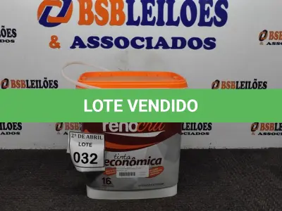LOTE 032 - 01 BALDE DE TINTA RENO CRILL NA COR BRANCO NEVE 16L. (NO ESTADO) ATENÇÃO! FAZER A VISITAÇÃO ANTES DE ARREMATAR, NÃO SABEMOS SE FUNCIONA. LEILÃO NÃO TEM GARANTIA E NEM DEVOLUÇÃO, SUJEITO A POSSÍVEIS AVARIAS VISÍVEIS/OCULTAS E/OU AUSÊNCIA DE COMPONENTES.