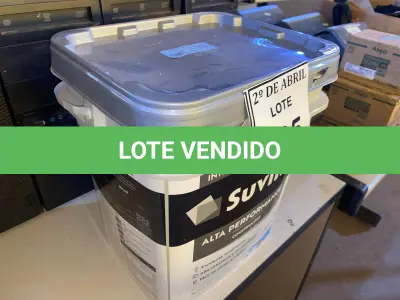 LOTE 305 - 01 GALÃO DE TINTA SUVINIL DE 18L PARA INTERIORES ACABAMENTO FOSCO BRANCO. (NOVO) (NO ESTADO) ATENÇÃO! FAZER A VISITAÇÃO ANTES DE ARREMATAR, NÃO SABEMOS SE FUNCIONA. LEILÃO NÃO TEM GARANTIA E NEM DEVOLUÇÃO, SUJEITO A POSSÍVEIS AVARIAS VISÍVEIS/OCULTAS E/OU AUSÊNCIA DE COMPONENTES.