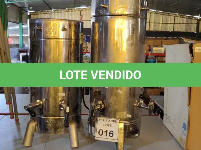 LOTE 016 - 02 CAFETEIRAS INDÚSTRIAS EM INOX. (NO ESTADO) ATENÇÃO! FAZER A VISITAÇÃO ANTES DE ARREMATAR, NÃO SABEMOS SE FUNCIONA. LEILÃO NÃO TEM GARANTIA E NEM DEVOLUÇÃO, SUJEITO A POSSÍVEIS AVARIAS VISÍVEIS/OCULTAS E/OU AUSÊNCIA DE COMPONENTES.