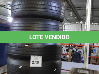 LOTE 055 - 04 PNEUS USADOS 205-55 ARO 16. (NO ESTADO) ATENÇÃO! FAZER A VISITAÇÃO ANTES DE ARREMATAR, NÃO SABEMOS SE FUNCIONA. LEILÃO NÃO TEM GARANTIA E NEM DEVOLUÇÃO, SUJEITO A POSSÍVEIS AVARIAS VISÍVEIS/OCULTAS E/OU AUSÊNCIA DE COMPONENTES.