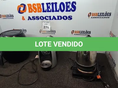 LOTE 271 - 01 CAFETEIRA 220V 03 CORAÇÕES, 01 FRITADEIRA AIR FRYER MARCA PHILCO, 01 CHALEIRA ELÉTRICA E 01 FOGÃO DE INDUÇÃO 01 BOCA MARCA MULTILAZER.  (NO ESTADO) ATENÇÃO! FAZER A VISITAÇÃO ANTES DE ARREMATAR, NÃO SABEMOS SE FUNCIONA. LEILÃO NÃO TEM GARANTIA E NEM DEVOLUÇÃO, SUJEITO A POSSÍVEIS AVARIAS VISÍVEIS/OCULTAS E/OU AUSÊNCIA DE COMPONENTES.