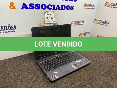 LOTE 319 - 01 NOTEBOOK ACER PARA RETIRADA DE PEÇAS. (NO ESTADO) ATENÇÃO! FAZER A VISITAÇÃO ANTES DE ARREMATAR, NÃO SABEMOS SE FUNCIONA. LEILÃO NÃO TEM GARANTIA E NEM DEVOLUÇÃO, SUJEITO A POSSÍVEIS AVARIAS VISÍVEIS/OCULTAS E/OU AUSÊNCIA DE COMPONENTES.