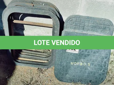 LOTE 082 - 01 LOTE COM TAMPAS DE FERRO PARA ESGOTO. (NO ESTADO) ATENÇÃO! FAZER A VISITAÇÃO ANTES DE ARREMATAR, NÃO SABEMOS SE FUNCIONA. LEILÃO NÃO TEM GARANTIA E NEM DEVOLUÇÃO, SUJEITO A POSSÍVEIS AVARIAS VISÍVEIS/OCULTAS E/OU AUSÊNCIA DE COMPONENTES.
