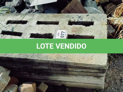 LOTE 077 - 01 LOTE COM GRELHAS EM CONCRETO. (NO ESTADO) ATENÇÃO! FAZER A VISITAÇÃO ANTES DE ARREMATAR, NÃO SABEMOS SE FUNCIONA. LEILÃO NÃO TEM GARANTIA E NEM DEVOLUÇÃO, SUJEITO A POSSÍVEIS AVARIAS VISÍVEIS/OCULTAS E/OU AUSÊNCIA DE COMPONENTES.
