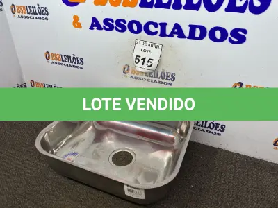 LOTE 515 - 01 CUBA EM INOX 400X340X140MM. (NO ESTADO) ATENÇÃO! FAZER A VISITAÇÃO ANTES DE ARREMATAR, NÃO SABEMOS SE FUNCIONA. LEILÃO NÃO TEM GARANTIA E NEM DEVOLUÇÃO, SUJEITO A POSSÍVEIS AVARIAS VISÍVEIS/OCULTAS E/OU AUSÊNCIA DE COMPONENTES.