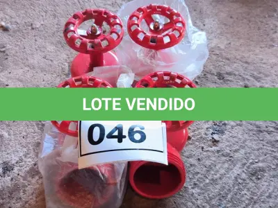 LOTE 046 -  04 VÁLVULAS ANGULAR PARA HIDRANTE (NO ESTADO) ATENÇÃO! FAZER A VISITAÇÃO ANTES DE ARREMATAR, NÃO SABEMOS SE FUNCIONA. LEILÃO NÃO TEM GARANTIA E NEM DEVOLUÇÃO, SUJEITO A POSSÍVEIS AVARIAS VISÍVEIS/OCULTAS E/OU AUSÊNCIA DE COMPONENTES.