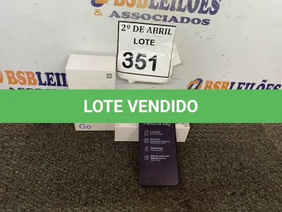LOTE 351 - 01 CELULAR REDMI GO 1GB DE RAM BLACK. (NÃO ESTÁ CARREGANDO) (NO ESTADO) ATENÇÃO! FAZER A VISITAÇÃO ANTES DE ARREMATAR, NÃO SABEMOS SE FUNCIONA. LEILÃO NÃO TEM GARANTIA E NEM DEVOLUÇÃO, SUJEITO A POSSÍVEIS AVARIAS VISÍVEIS/OCULTAS E/OU AUSÊNCIA DE COMPONENTES.