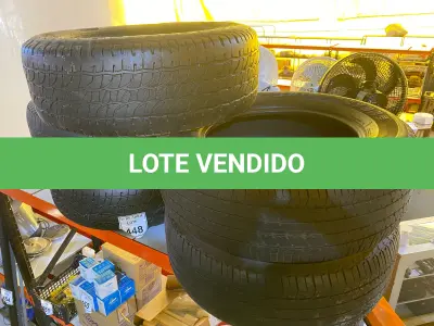 LOTE 448 - 05 PNEUS 265-70-18” USADOS. (NO ESTADO) ATENÇÃO! FAZER A VISITAÇÃO ANTES DE ARREMATAR, NÃO SABEMOS SE FUNCIONA. LEILÃO NÃO TEM GARANTIA E NEM DEVOLUÇÃO, SUJEITO A POSSÍVEIS AVARIAS VISÍVEIS/OCULTAS E/OU AUSÊNCIA DE COMPONENTES.